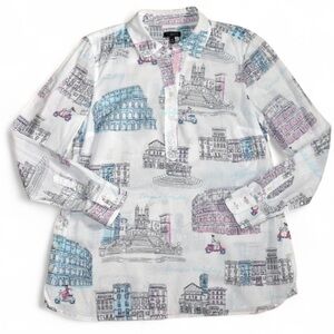 Talbots Roman Holiday White Pullover Shirt Size Small